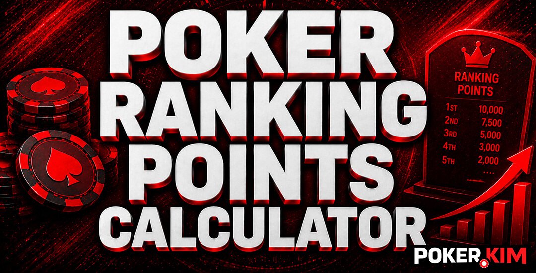 Red background and white text that says POKER RANKING POINTS CALCULATOR