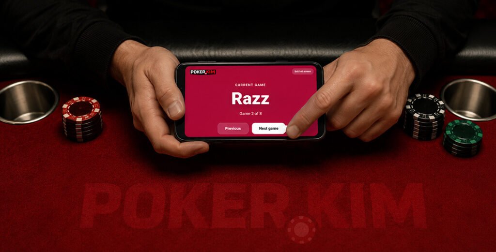 A mand holding a phone with a screen with a Mixed Game Display
